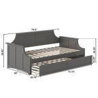 Lit de repos double en bois Gris / Noyer / Blanc / Toffee clair avec lit gigogne - Convient pour 2 personnes