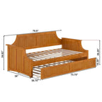Lit de repos double en bois Gris / Noyer / Blanc / Toffee clair avec lit gigogne - Convient pour 2 personnes