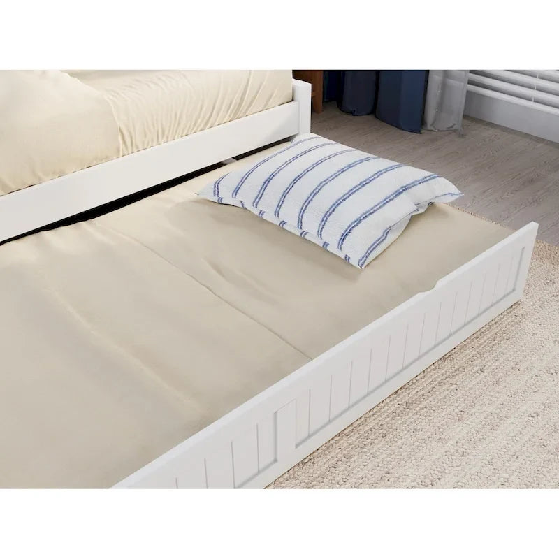 Lit de repos double en bois Gris / Noyer / Blanc / Toffee clair avec lit gigogne - Convient pour 2 personnes