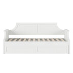 Lit de repos double en bois Gris / Noyer / Blanc / Toffee clair avec lit gigogne - Convient pour 2 personnes