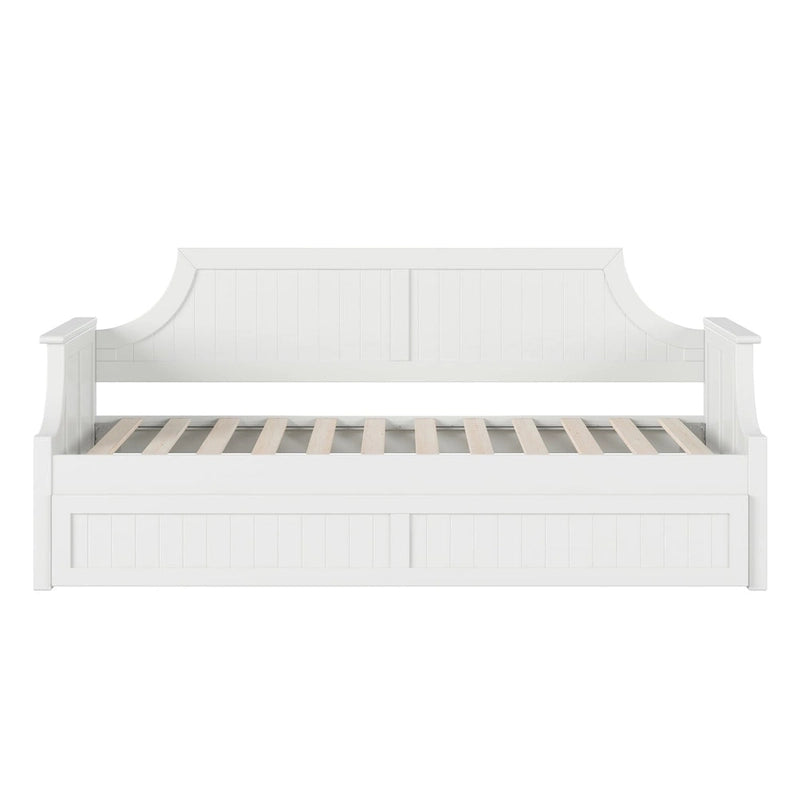 Lit de repos double en bois Gris / Noyer / Blanc / Toffee clair avec lit gigogne - Convient pour 2 personnes