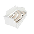Lit de repos double en bois Gris / Noyer / Blanc / Toffee clair avec lit gigogne - Convient pour 2 personnes