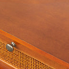 Secrétaire Noyer Canné Mid-Century avec 2 Tiroirs & Étagère Ajustable - Usage Unique