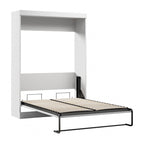 Lit escamotable double Murphy en chocolat blanc/noir avec système à double piston - Convient pour 2 personnes