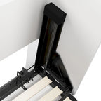 Lit escamotable double Murphy en chocolat blanc/noir avec système à double piston - Convient pour 2 personnes