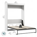 Lit escamotable double Murphy en chocolat blanc/noir avec système à double piston - Convient pour 2 personnes
