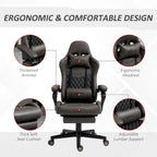 Chaise de jeu ergonomique de style course marron / noir / rouge avec dossier inclinable, repose-pieds et soutien lombaire - Usage unique