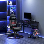 Chaise de jeu ergonomique de style course marron / noir / rouge avec dossier inclinable, repose-pieds et soutien lombaire - Usage unique
