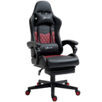 Chaise de jeu ergonomique de style course marron / noir / rouge avec dossier inclinable, repose-pieds et soutien lombaire - Usage unique