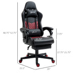 Chaise de jeu ergonomique de style course marron / noir / rouge avec dossier inclinable, repose-pieds et soutien lombaire - Usage unique