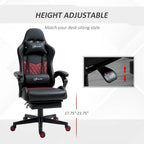Chaise de jeu ergonomique de style course marron / noir / rouge avec dossier inclinable, repose-pieds et soutien lombaire - Usage unique
