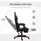 Chaise de jeu ergonomique de style course marron / noir / rouge avec dossier inclinable, repose-pieds et soutien lombaire - Usage unique