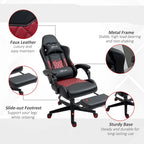Chaise de jeu ergonomique de style course marron / noir / rouge avec dossier inclinable, repose-pieds et soutien lombaire - Usage unique