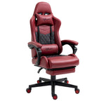Chaise de jeu ergonomique de style course marron / noir / rouge avec dossier inclinable, repose-pieds et soutien lombaire - Usage unique