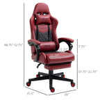Chaise de jeu ergonomique de style course marron / noir / rouge avec dossier inclinable, repose-pieds et soutien lombaire - Usage unique