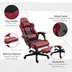 Chaise de jeu ergonomique de style course marron / noir / rouge avec dossier inclinable, repose-pieds et soutien lombaire - Usage unique