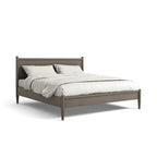 Lit plateforme Queen en bois de style moderne du milieu du siècle Gris / Chêne / Noir / Blanc - Pour 2 personnes