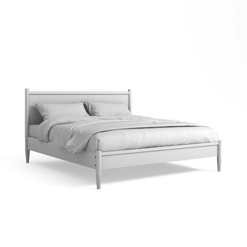 Lit plateforme Queen en bois de style moderne du milieu du siècle Gris / Chêne / Noir / Blanc - Pour 2 personnes