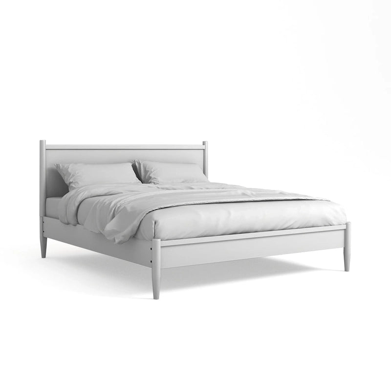 Lit plateforme Queen en bois de style moderne du milieu du siècle Gris / Chêne / Noir / Blanc - Pour 2 personnes
