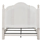 Lit à baldaquin de style champêtre blanc antique avec plateaux couleur châtaigne – 2 places
