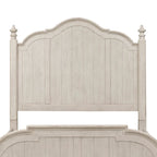 Lit à baldaquin de style champêtre blanc antique avec plateaux couleur châtaigne – 2 places