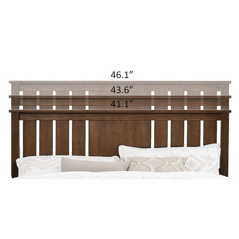 Lit plateforme en bois massif Mid-Century Modern avec tête de lit réglable - Convient pour 2 personnes