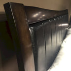 Lit plateforme brun King avec tête de lit en cuir PU - Pour 2 personnes