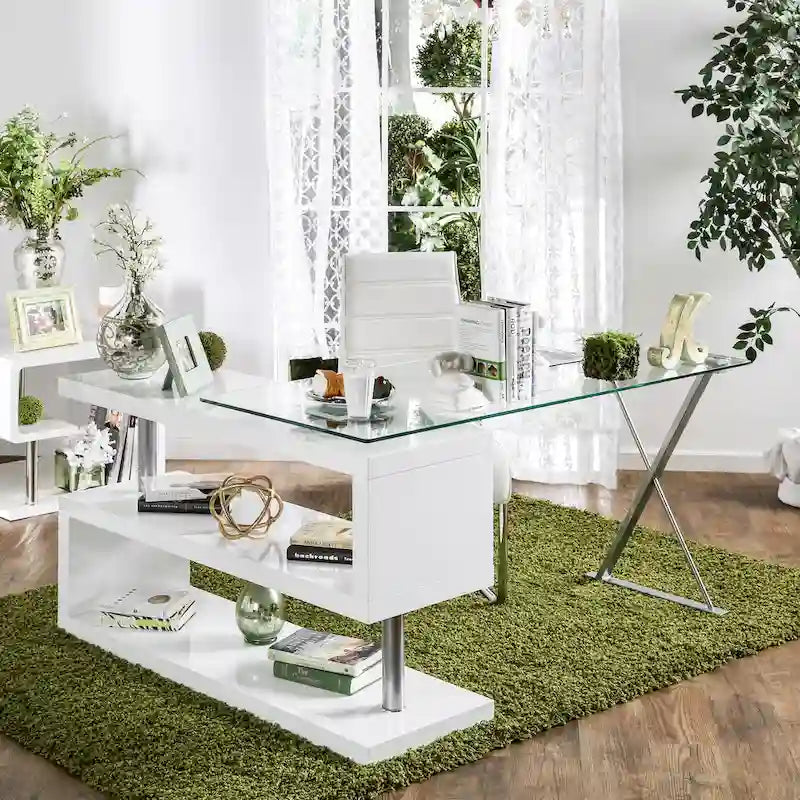 Marisa Contemporary 59-inch Metal Convertible Computer Desk by Furniture of America