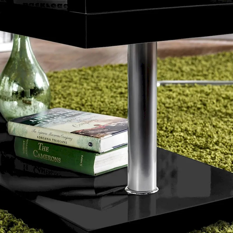Bureau contemporain en verre convertible Blanc / Rose / Noir / Gris avec piètement en X et étagère en S - Usage unique