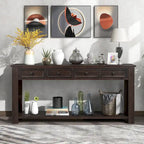 Console de rangement avec tiroir et étagère inférieure, finition usée : blanc antique / expresso / kaki / gris délavé / bleu rétro / bleu marine / noir - Usage unique