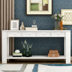 Console de rangement avec tiroir et étagère inférieure, finition usée : blanc antique / expresso / kaki / gris délavé / bleu rétro / bleu marine / noir - Usage unique