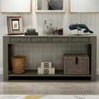 Console de rangement avec tiroir et étagère inférieure, finition usée : blanc antique / expresso / kaki / gris délavé / bleu rétro / bleu marine / noir - Usage unique