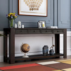 Console de rangement avec tiroir et étagère inférieure, finition usée : blanc antique / expresso / kaki / gris délavé / bleu rétro / bleu marine / noir - Usage unique