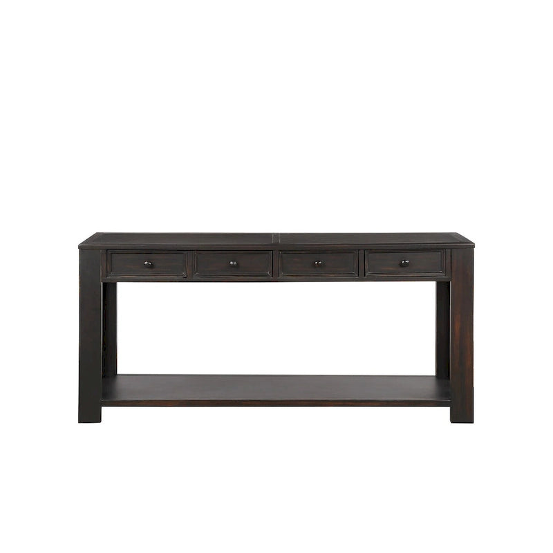 Console de rangement avec tiroir et étagère inférieure, finition usée : blanc antique / expresso / kaki / gris délavé / bleu rétro / bleu marine / noir - Usage unique