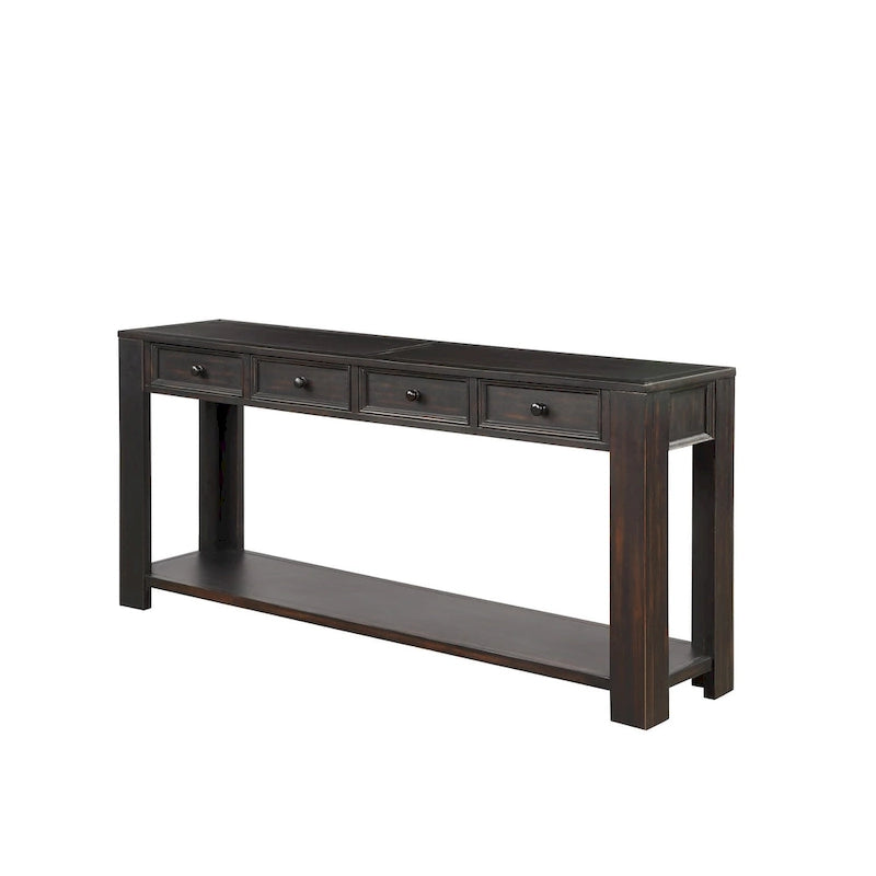 Console de rangement avec tiroir et étagère inférieure, finition usée : blanc antique / expresso / kaki / gris délavé / bleu rétro / bleu marine / noir - Usage unique