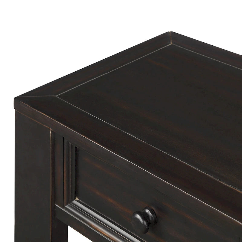 Console de rangement avec tiroir et étagère inférieure, finition usée : blanc antique / expresso / kaki / gris délavé / bleu rétro / bleu marine / noir - Usage unique