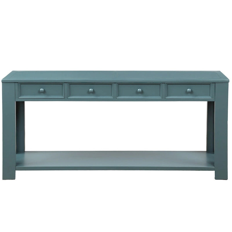 Console de rangement avec tiroir et étagère inférieure, finition usée : blanc antique / expresso / kaki / gris délavé / bleu rétro / bleu marine / noir - Usage unique