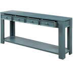 Console de rangement avec tiroir et étagère inférieure, finition usée : blanc antique / expresso / kaki / gris délavé / bleu rétro / bleu marine / noir - Usage unique