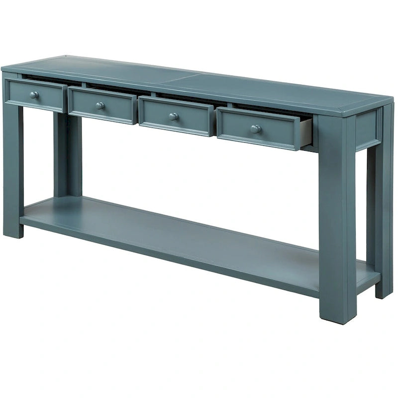 Console de rangement avec tiroir et étagère inférieure, finition usée : blanc antique / expresso / kaki / gris délavé / bleu rétro / bleu marine / noir - Usage unique