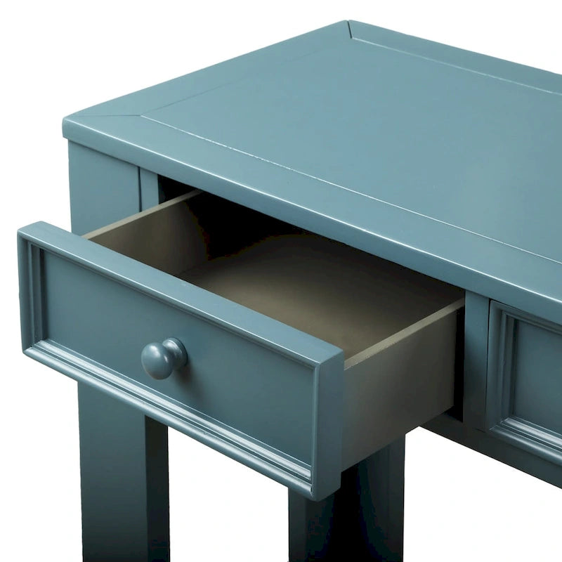 Console de rangement avec tiroir et étagère inférieure, finition usée : blanc antique / expresso / kaki / gris délavé / bleu rétro / bleu marine / noir - Usage unique