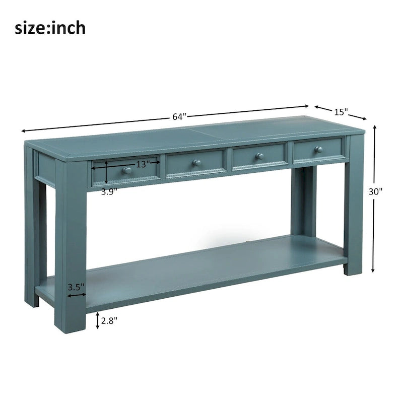 Console de rangement avec tiroir et étagère inférieure, finition usée : blanc antique / expresso / kaki / gris délavé / bleu rétro / bleu marine / noir - Usage unique