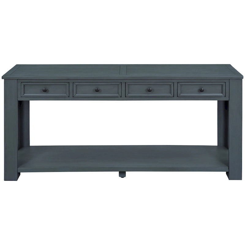 Console de rangement avec tiroir et étagère inférieure, finition usée : blanc antique / expresso / kaki / gris délavé / bleu rétro / bleu marine / noir - Usage unique