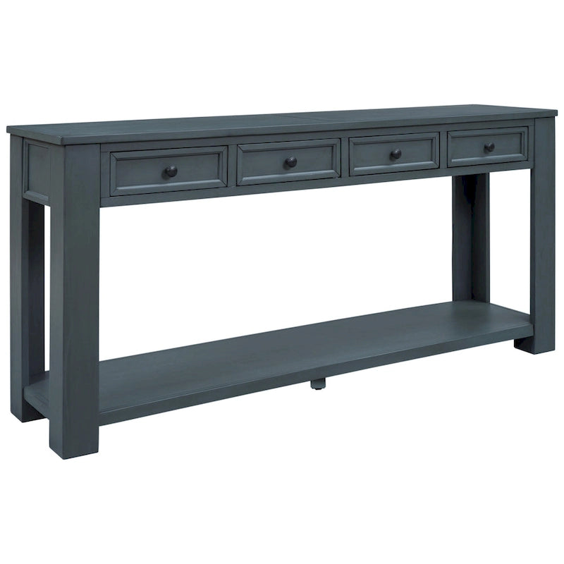 Console de rangement avec tiroir et étagère inférieure, finition usée : blanc antique / expresso / kaki / gris délavé / bleu rétro / bleu marine / noir - Usage unique