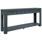 Console de rangement avec tiroir et étagère inférieure, finition usée : blanc antique / expresso / kaki / gris délavé / bleu rétro / bleu marine / noir - Usage unique