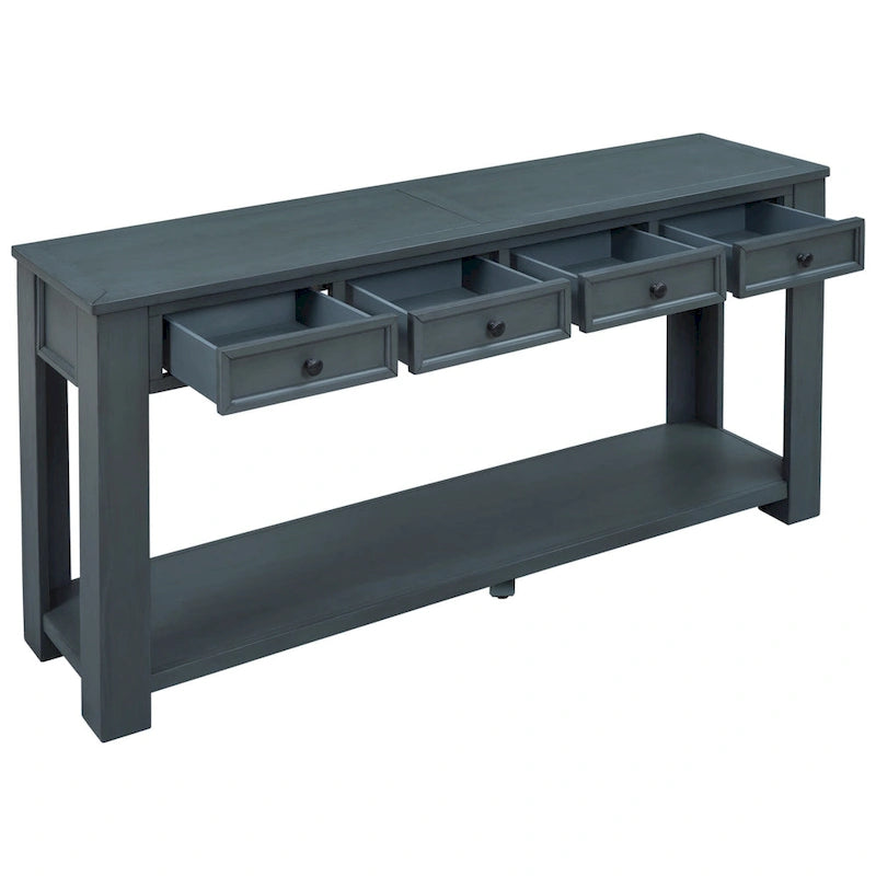 Console de rangement avec tiroir et étagère inférieure, finition usée : blanc antique / expresso / kaki / gris délavé / bleu rétro / bleu marine / noir - Usage unique