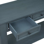 Console de rangement avec tiroir et étagère inférieure, finition usée : blanc antique / expresso / kaki / gris délavé / bleu rétro / bleu marine / noir - Usage unique