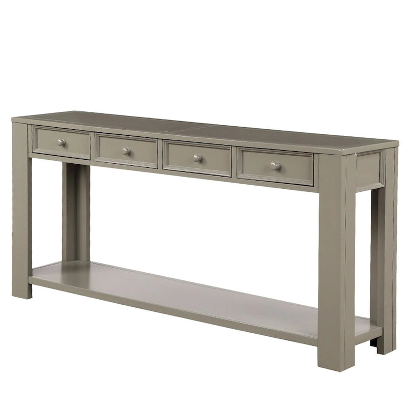 Console de rangement avec tiroir et étagère inférieure, finition usée : blanc antique / expresso / kaki / gris délavé / bleu rétro / bleu marine / noir - Usage unique