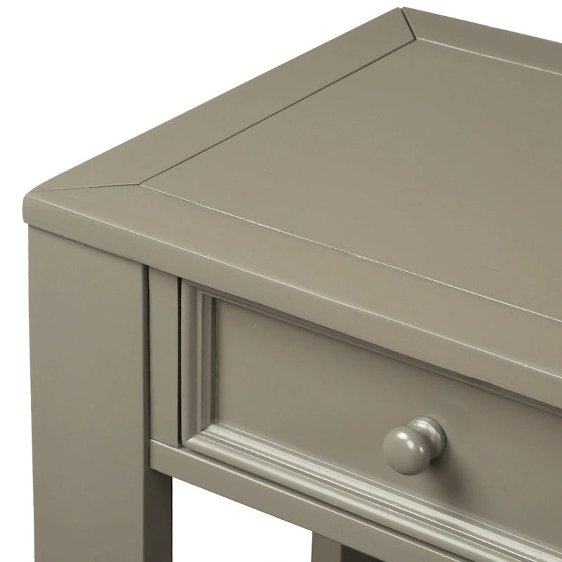 Console de rangement avec tiroir et étagère inférieure, finition usée : blanc antique / expresso / kaki / gris délavé / bleu rétro / bleu marine / noir - Usage unique