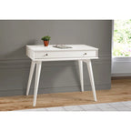 Bureau de style Mid-Century en bois massif blanc / marron / chêne / noir avec pieds fuselés et tiroir unique - Usage unique