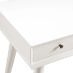 Bureau de style Mid-Century en bois massif blanc / marron / chêne / noir avec pieds fuselés et tiroir unique - Usage unique